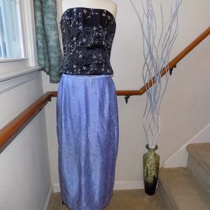 Ladies 2pc Set Black Corset Top Women's Size 5 & Lavendar Midi Skirt Size 10